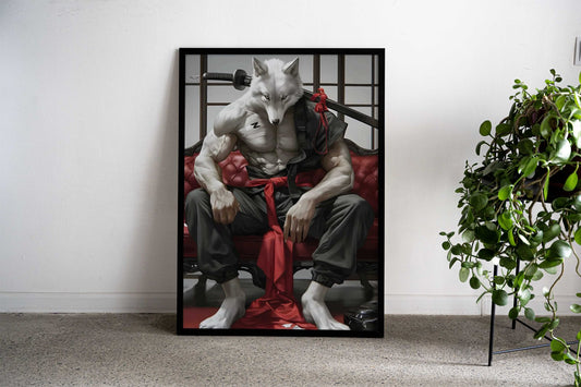wolf samurai Asian Style Poster | Wall Art for Home & Office | High-Quality Print - High-Quality Visual Display