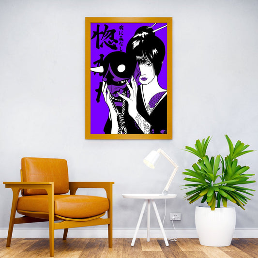 woman with oni mask Asian Style Poster | Wall Art for Home & Office | High-Quality Print - High-Quality Visual Display