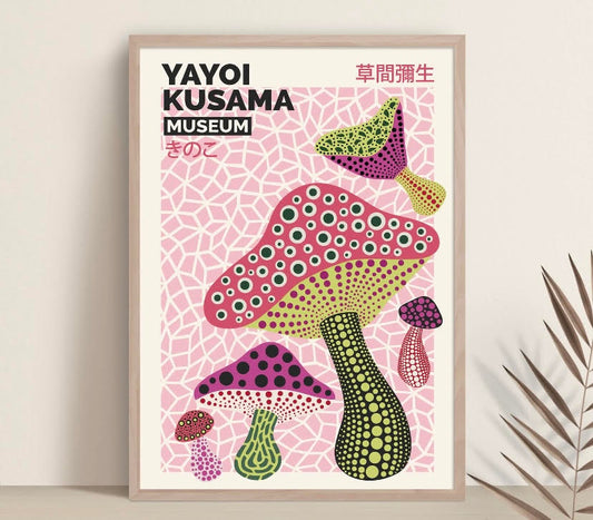 Pink Mushroom Print by Yayoi Kusama