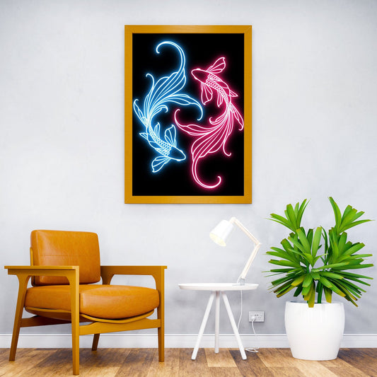yin yang koi fish neon Asian Style Poster | Wall Art for Home & Office | High-Quality Print - High-Quality Visual Display