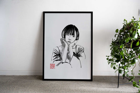 Young Japanese Girl Asian Style Poster | Graceful Unframed Wall Art Print for Home & Office Decor | High-Quality | Multiple Sizes Available - High-Quality Visual Display