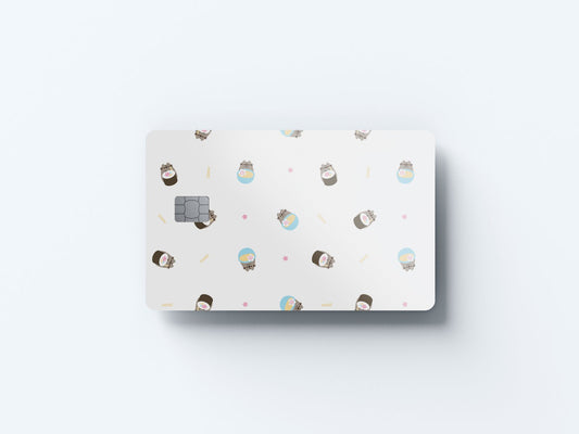 Yum Pattern White Design | Credit Card Sticker | Small Chip | Credit Card Skin