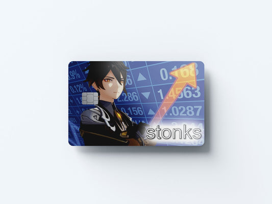 Zhongli Stonks Design | Credit Card Sticker | Small Chip | Credit Card Skin