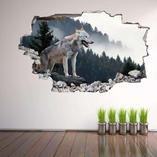 Wolf Mountain Animal Wall Decal Sticker Mural Poster Print Art Home Office Decor - Wonderwallsboutique