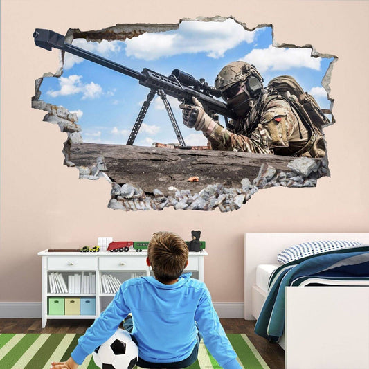 Sniper Soldier Army Military Wall Sticker Mural Decal Print Art Kids Bedroom - Wonderwallsboutique