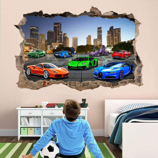 Super Sports Cars Supercar Wall Stickers Mural Decal Print Art Kids Bedroom Deco - Wonderwallsboutique
