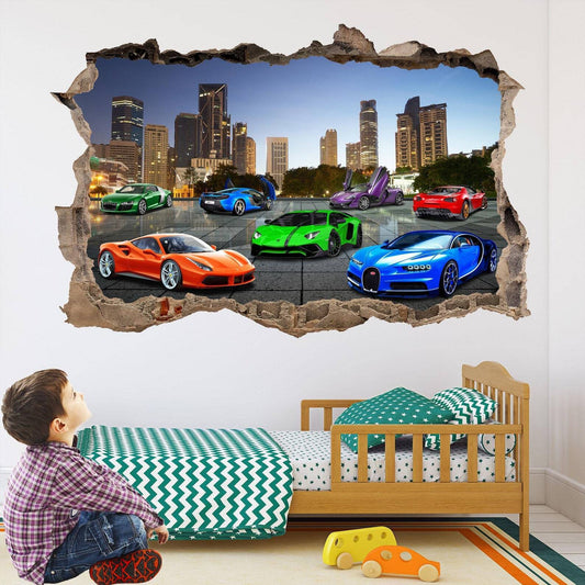 Super Sports Cars Supercar Wall Stickers Mural Decal Print Art Kids Bedroom Deco - Wonderwallsboutique