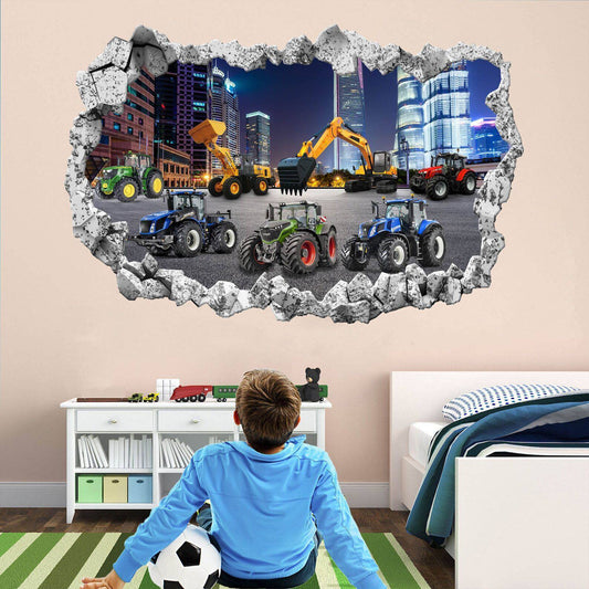 Tractors Excavator Digger Wall Decal Sticker Mural Poster Print Art Home Farm - Wonderwallsboutique