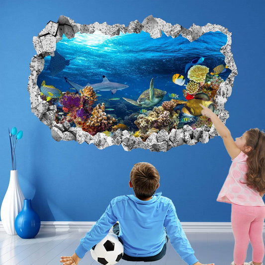 Coral Reef Fishes Sea Turtle Underwater Wall Sticker Mural Decal Poster Print - Wonderwallsboutique