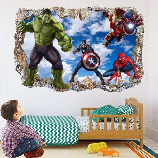 Spiderman, Iron Man, Hulk & Cap Wall Clings