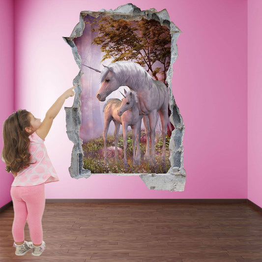 Unicorn Enchanted Forest Fantasy Wall Sticker Mural Decal Print Art Kids Girls