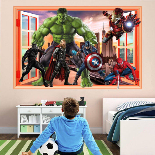 Avengers Wall Decals: Spiderman, Iron Man, Hulk, Cap