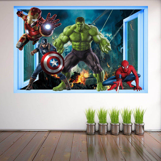Hulk, Cap, Spiderman & Iron Man Wall Poster Art