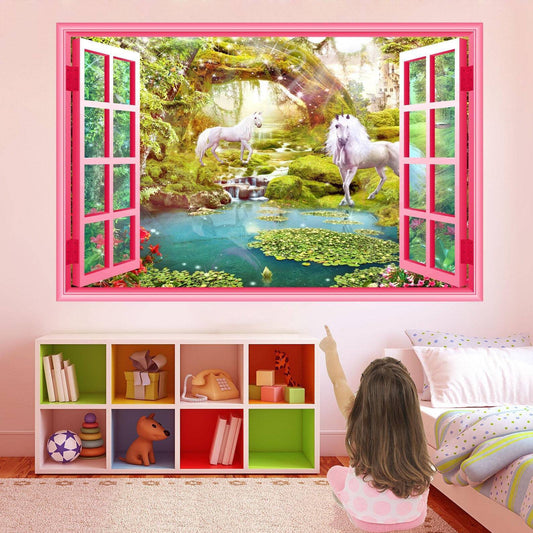 Unicorn Fairy Forest Fantasy Wall Decal Sticker Mural Poster Print Art Kids Girl