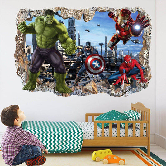 Spiderman, Iron Man, Hulk & Cap Wall Appliques