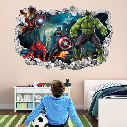 Spiderman, Iron Man, Hulk & Cap Wall Art Prints