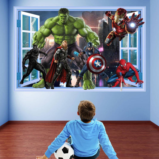 Spiderman, Iron Man, Hulk & Cap Wall Decal Set