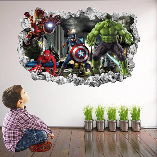 Superhero Wall Decal Sticker Mural Poster Print Art Spiderman Iron Man Hulk