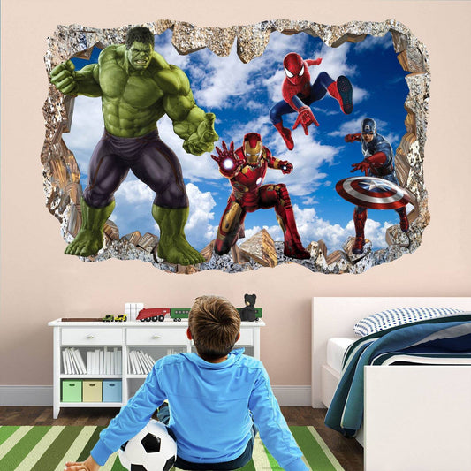Superhero Wall Decal Sticker Mural Poster Print Art Spiderman Iron Man Hulk