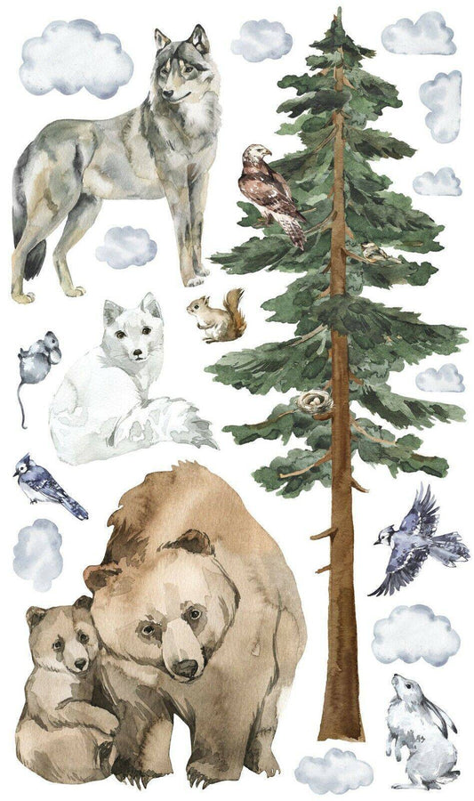 BACKWOODS Wall decal for kids  big set forest animals nursery woodland forest