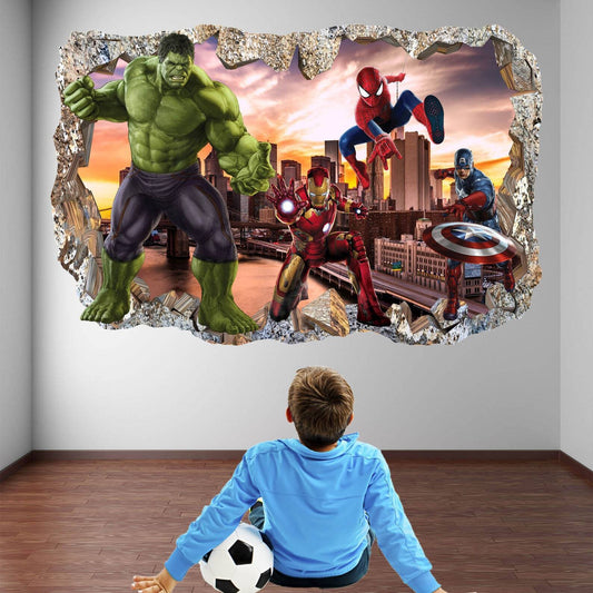 Superhero Wall Art Prints: Spiderman, Iron Man, Hulk, Captain America, Avengers