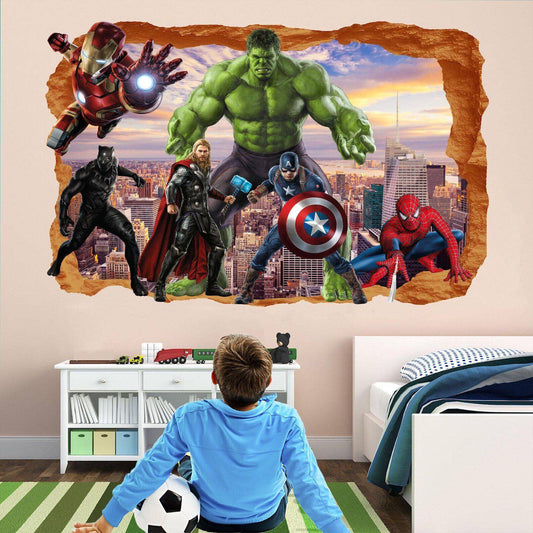 Superhero Art Prints: Spiderman, Iron Man, Hulk, Captain America, Thor Decals