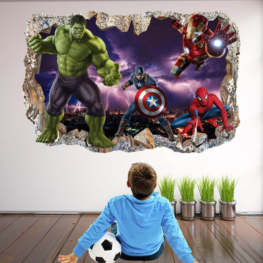 Superhero Wall Art Prints: Spiderman, Iron Man, Hulk, Captain America, Avengers