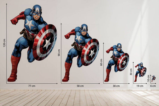 Capitan America Marvel Avengers 3d Wall Sticker Removable Children Bedroom Vinyl