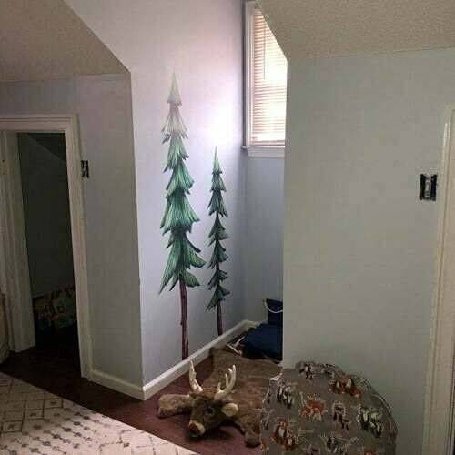 Woodland Forest Trees Set of 3 Wall Stickers Nursery Decoration Bedroom