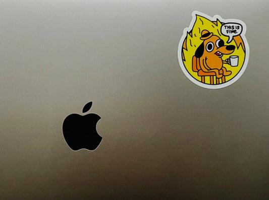 Watercolor this is fine meme sticker | funny sticker | dog sticker | optimistic sticker for nursery and home wall decor.