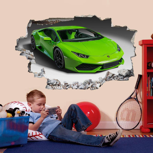 Supercar Green Sports Car Wall Sticker Mural Decal Poster Print Art Kids Bedroom